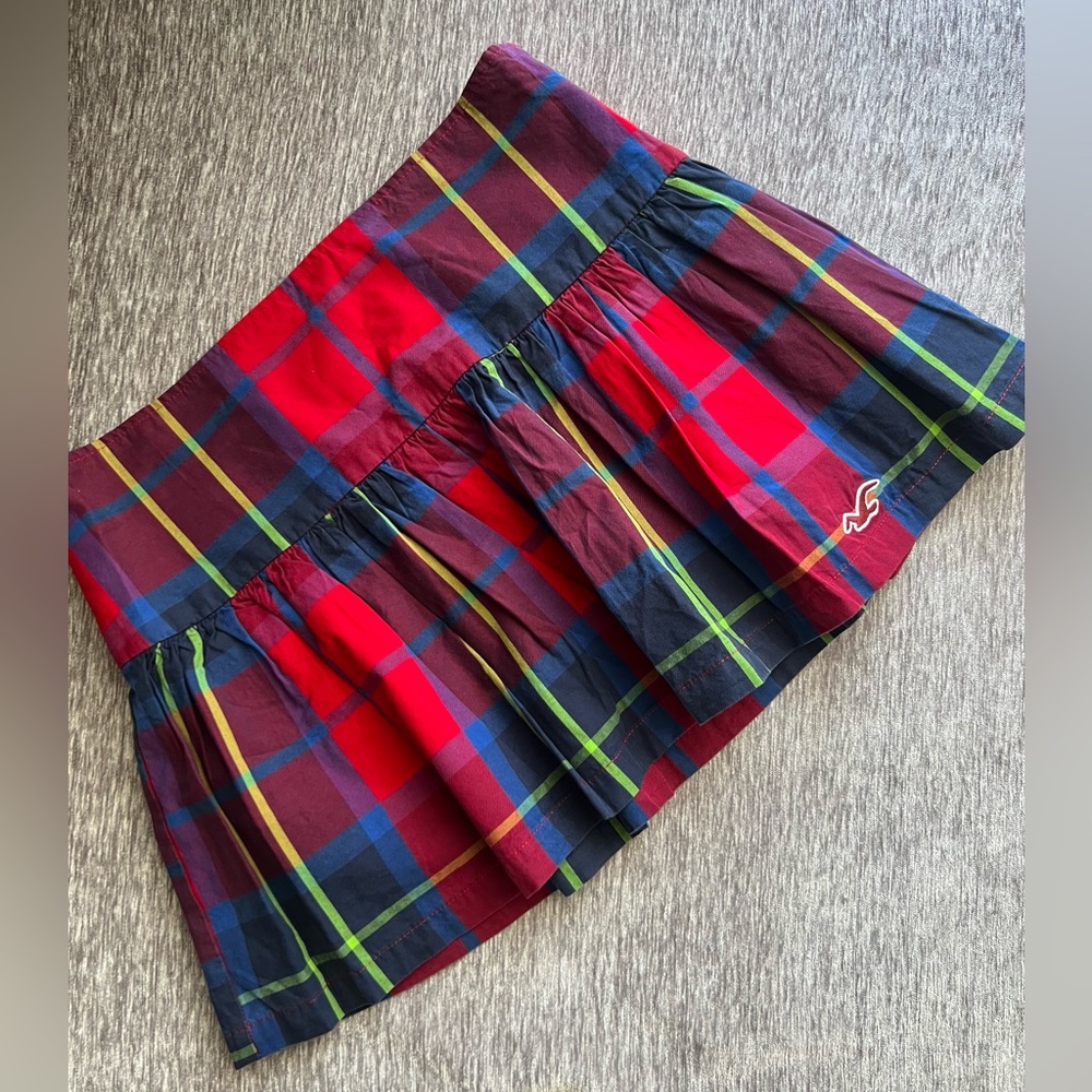 NEW Hollister Red/blue plaid mini skirt